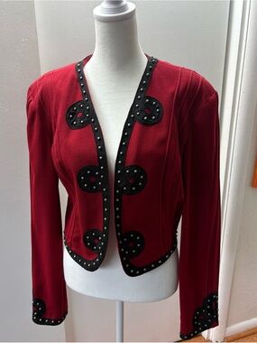 Double D Ranch Red Stud-Trim Fitted Blazer